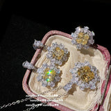 925 Silver Yellow CZ Princess Cut Diamond Wedding Set