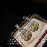 925 Silver Yellow CZ Princess Cut Diamond Wedding Set