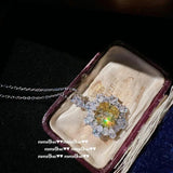 925 Silver Yellow CZ Princess Cut Diamond Wedding Set