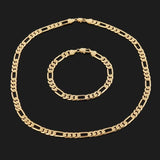 925 Sterling Silver 18K 8MM Chain Bracelet Necklace Set
