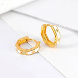 925 Silver Cross Enamel Huggie Earrings 9mm