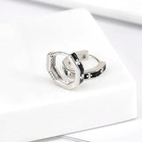 925 Silver Cross Enamel Huggie Earrings 9mm