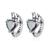 925 Silver Retro Crown Zircon Love Ear Buckle Earrings