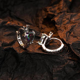 925 Silver Retro Crown Zircon Love Ear Buckle Earrings