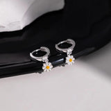925 Sterling Silver Daisy Earrings Women Girls Fine Jewelry