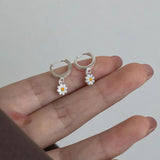 925 Sterling Silver Daisy Earrings Women Girls Fine Jewelry