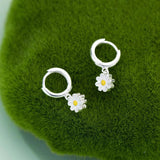 925 Sterling Silver Daisy Earrings Women Girls Fine Jewelry