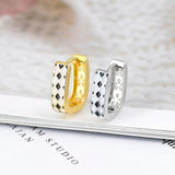 925 Silver Minimalist Square Hoop Earrings Enamel Geometric Design