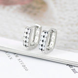 925 Silver Minimalist Square Hoop Earrings Enamel Geometric Design