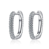 925 Silver Pave Zirconia Oval Hoop Earring