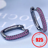 925 Silver Pave Zirconia Oval Hoop Earring