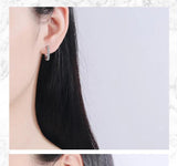 925 Silver Pave Zirconia Oval Hoop Earring