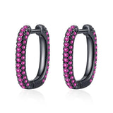925 Silver Pave Zirconia Oval Hoop Earring