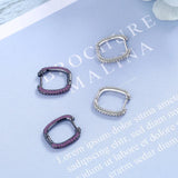925 Silver Pave Zirconia Oval Hoop Earring