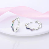 925 Silver Hoop Earrings with Pave CZ - Gift for Her