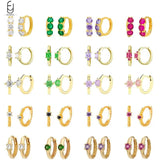 Colorful Crystal Hoop Earrings for Women Zircon Jewelry