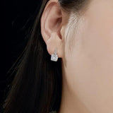 925 Silver CZ Zircon Crystal Square Hoop Earrings for Women