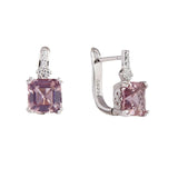 925 Silver CZ Zircon Crystal Square Hoop Earrings for Women