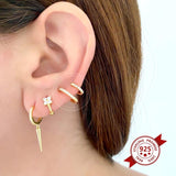 925 Silver Crystal Zircon Hoop Earrings for Women