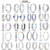 925 Silver Hoop Earrings Star Moon Heart Shape Purple Hypoallergenic