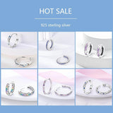 925 Silver Hoop Earrings Star Moon Heart Shape Purple Hypoallergenic