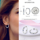 925 Silver Hoop Earrings Star Moon Heart Shape Purple Hypoallergenic