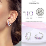 925 Silver Hoop Earrings Star Moon Heart Shape Purple Hypoallergenic