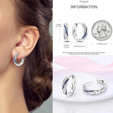925 Silver Hoop Earrings Star Moon Heart Shape Purple Hypoallergenic