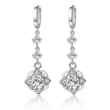 Zircon Flower Earrings 925 Silver Long Ear Jewelry