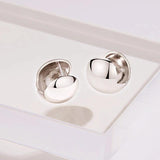 925 Sterling Silver Round Bead Earrings Retro Style