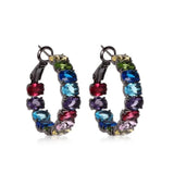 Colorful Retro Ring Earrings 925 Silver Needle Earrings for Women