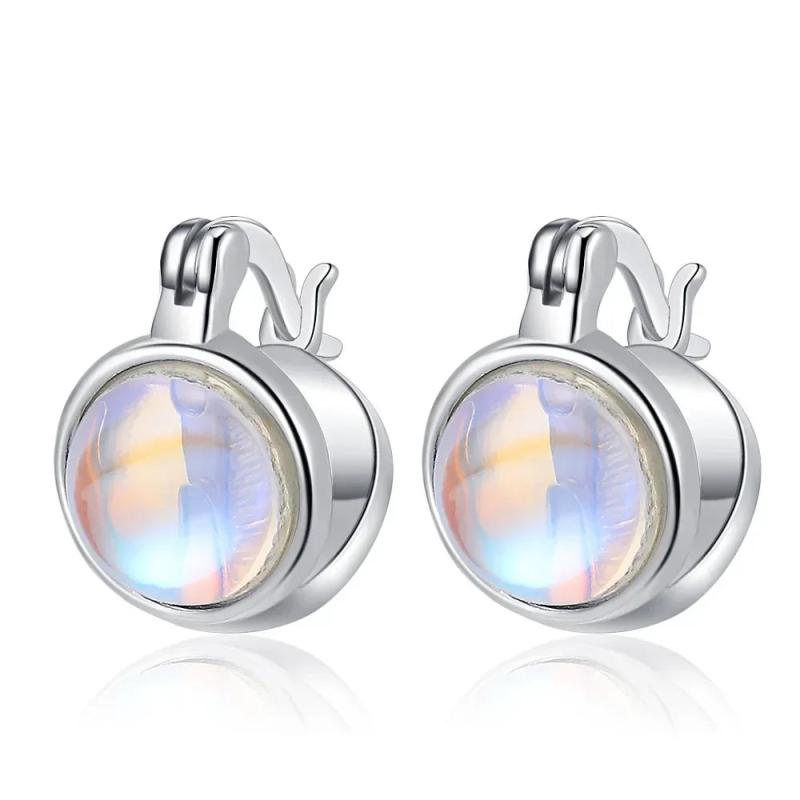 925 Silver Moonlight Stone Hoop Earrings for Women