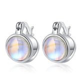 925 Silver Moonlight Stone Hoop Earrings for Women