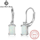 925 Silver Hoop Earrings with Fire Opal - Fine Jewelry