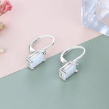 925 Silver Hoop Earrings with Fire Opal - Fine Jewelry