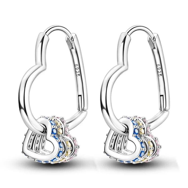 Real 925 Sterling Silver Earrings Golden Rosegold Silver Hoop Earrings