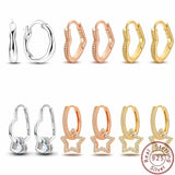 Real 925 Sterling Silver Earrings Golden Rosegold Silver Hoop Earrings