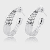 925 Silver Love Geometry Earring Women Girl Gift