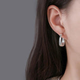 925 Silver Love Geometry Earring Women Girl Gift
