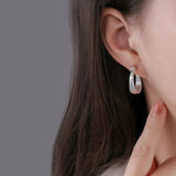 925 Silver Love Geometry Earring Women Girl Gift