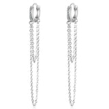 925 Silver CZ Tassel Hoop Earring Wedding Jewelry RHE850