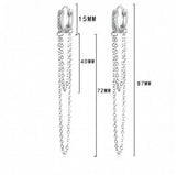 925 Silver CZ Tassel Hoop Earring Wedding Jewelry RHE850