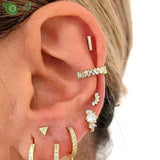 925 Silver CZ Hoop Earrings Wedding Puncture Jewelry