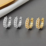 925 Silver Zircon Leaf Earrings for Women Party