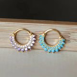 925 Silver Scalloped Hoop Earrings Crystal Zircon Round Wedding Jewelry