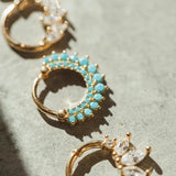 925 Silver Scalloped Hoop Earrings Crystal Zircon Round Wedding Jewelry