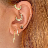 925 Silver Scalloped Hoop Earrings Crystal Zircon Round Wedding Jewelry