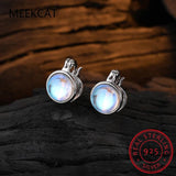 925 Silver Moonstone Double Layer Hoop Earrings for Women