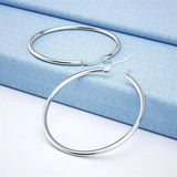 925 Sterling Silver Smooth Circle 2mm Thick Hoop Earrings For Women