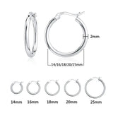 925 Sterling Silver Smooth Circle 2mm Thick Hoop Earrings For Women